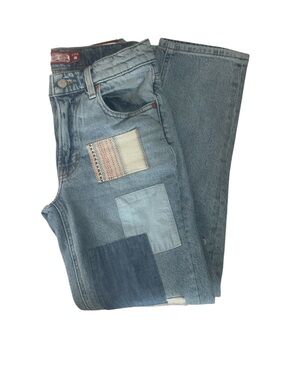 Lucky Legend Patchwork Relaxed Straight Jeans Size 0/25R Light Wash Cotton
